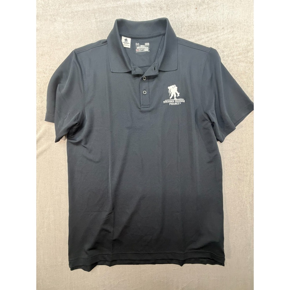 New Under Armour HeatGear Wounded Warrior Project Polo Shirt Black Size LG